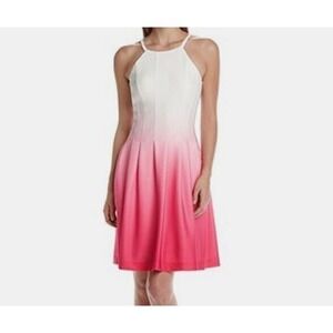Calvin Klein Ombre Pleated Dress Fit & Flare White Pink‎ size: 2 -New w/ defects